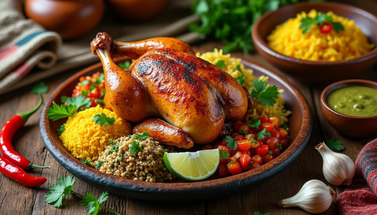 découvrez le poulet à la péruvienne, une recette aux saveurs authentiques du pérou qui ravira vos papilles avec ses épices uniques et sa marinade traditionnelle.