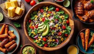 découvrez une salade copieuse aux saveurs audacieuses du sud-ouest, alliant fraîcheur et gourmandise pour un repas plein de caractère.