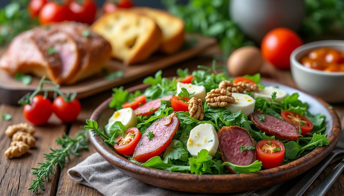 découvrez une salade copieuse aux saveurs audacieuses du sud-ouest, alliant ingrédients frais et recettes traditionnelles pour un repas savoureux et équilibré.