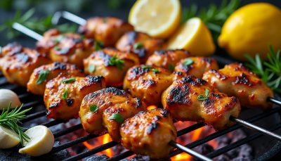 découvrez notre brochette de poulet mariné ultra fondante, parfaite pour régaler vos invités et sauver toutes vos soirées barbecue avec une explosion de saveurs.