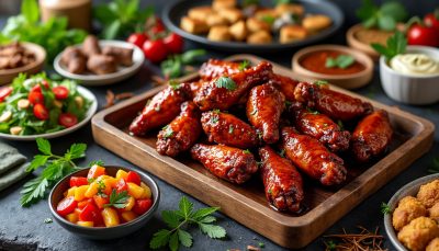 découvrez notre recette simple et rapide pour des ailes de poulet bbq collantes, délicieusement caramélisées et parfaites à préparer au four.