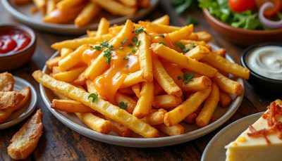 découvrez la recette des frites croustillantes et fondantes au fromage, l'en-cas parfait pour toutes les envies gourmandes.