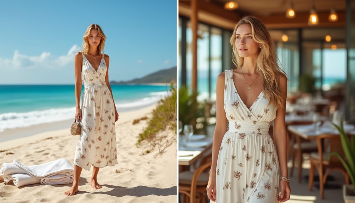 découvrez l'outfit plage parfait qui vous permet de passer de la serviette au restaurant sans avoir à vous changer, alliant confort et style pour des journées ensoleillées sans compromis.