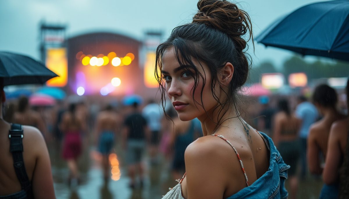 découvrez une coiffure festival résistante qui reste parfaite même après 8 heures de concert sous la pluie battante. astuces et conseils pour un look impeccable toute la journée.