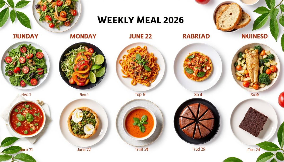 découvrez notre plan repas hebdomadaire du 22 juin 2026 avec des idées gourmandes et équilibrées pour toute la semaine, faciles à préparer et savoureuses.