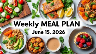 découvrez notre plan de repas hebdomadaire du 15 juin 2026, avec des idées gourmandes et équilibrées pour toute la famille. simplifiez vos repas tout en mangeant sainement.