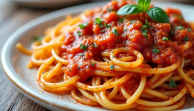 découvrez notre recette de pâtes onctueuses accompagnées d'une sauce tomate veloutée, un plat simple et savoureux qui ravira vos papilles.