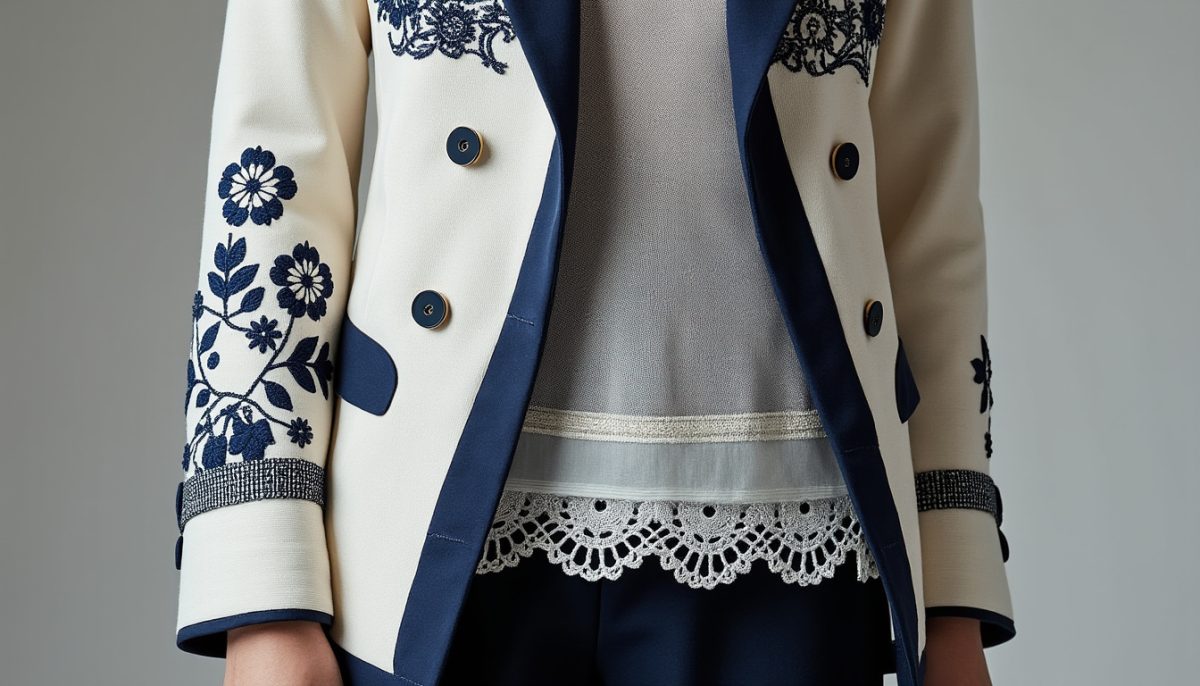 découvrez notre collection innovante de vestes en upcycling alliant broderies bretonnes, rubans satinés et dentelles pour un style unique et écoresponsable.