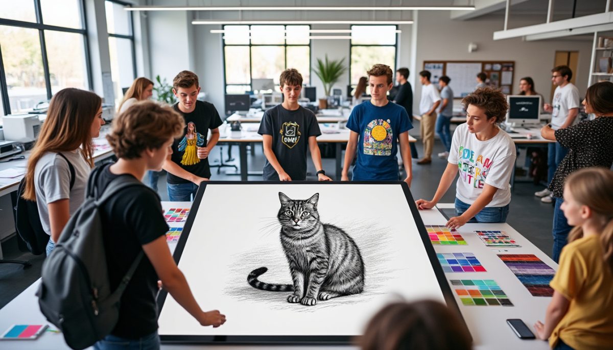 découvrez la genèse du projet étudiant innovant printbox, de la collaboration avec le célèbre chat de geluck aux t-shirts de concerts pour loïc nottet.