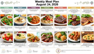 découvrez notre plan de repas hebdomadaire du 24 août 2026, avec des recettes équilibrées et faciles à préparer pour toute la famille.