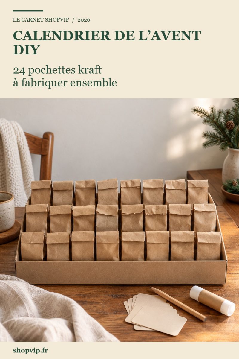 Calendrier de l'Avent DIY 2026 : 24 pochettes à activités